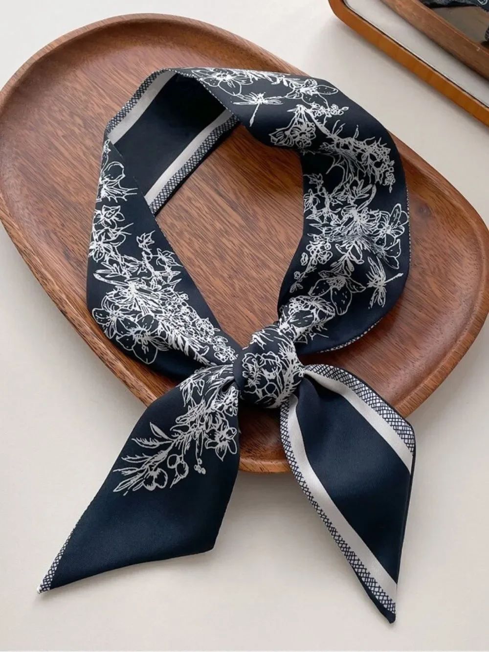 Navy Floral Scarf M1589